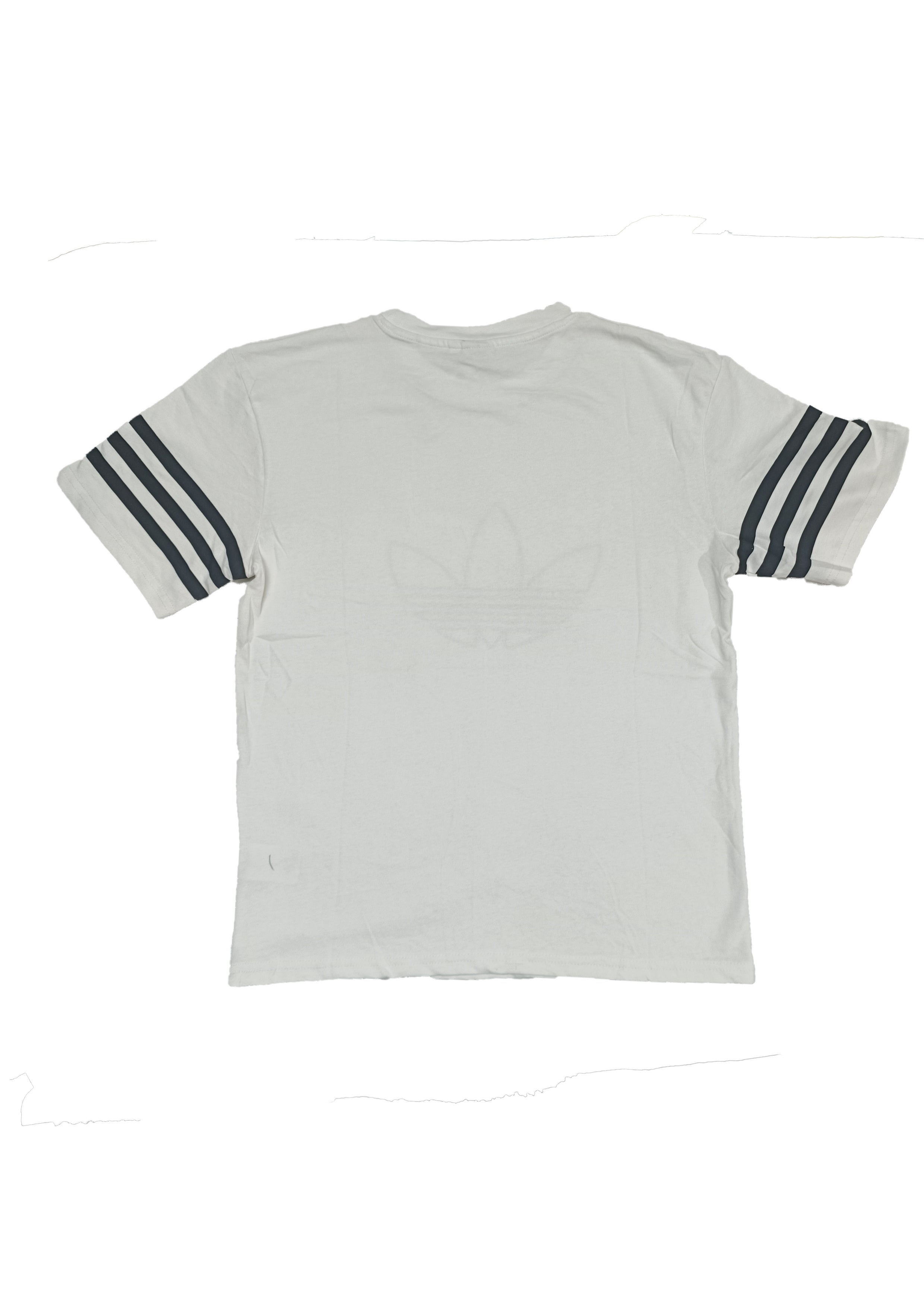 Title: Adidas Trefoil Stripe Sleeve White T-Shirt