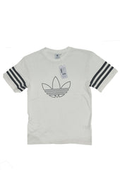 Title: Adidas Trefoil Stripe Sleeve White T-Shirt